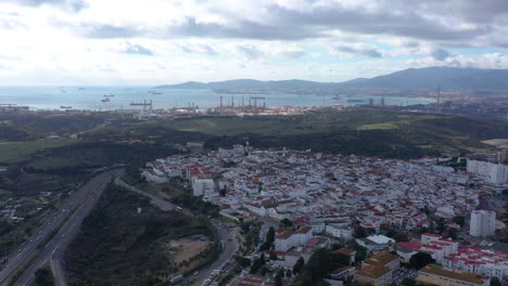San-roque-and-bay-of-Gibraltar-aerial-shot-industrial-area-Spain
